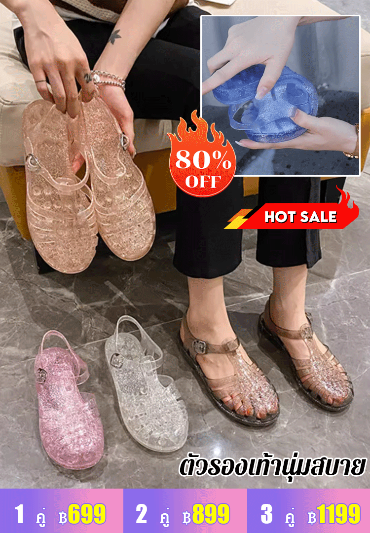 [สไตล์เดียวกันกับดารา] รองเท้าแตะคริสตัลโรมัน