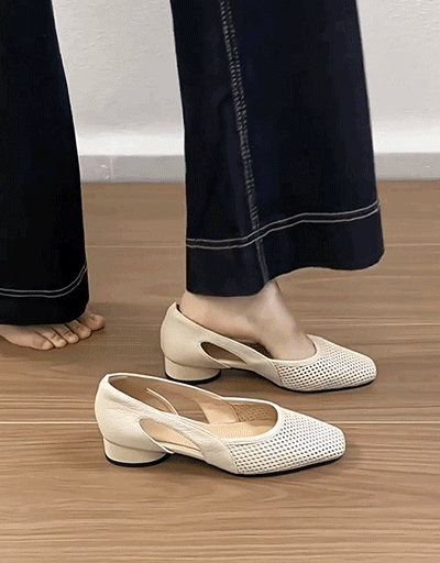 프렌치 스타일 천연 가죽 펌프스