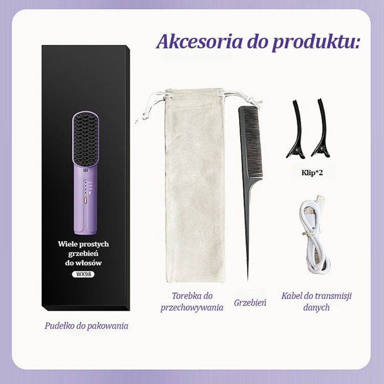 Jony ujemne nie szkodzą włosom Przenośny bezprzewodowy mini grzebień do prostowania włosów