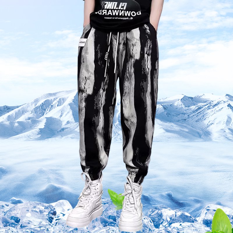 絞り染め柄アイスシルクパンツ