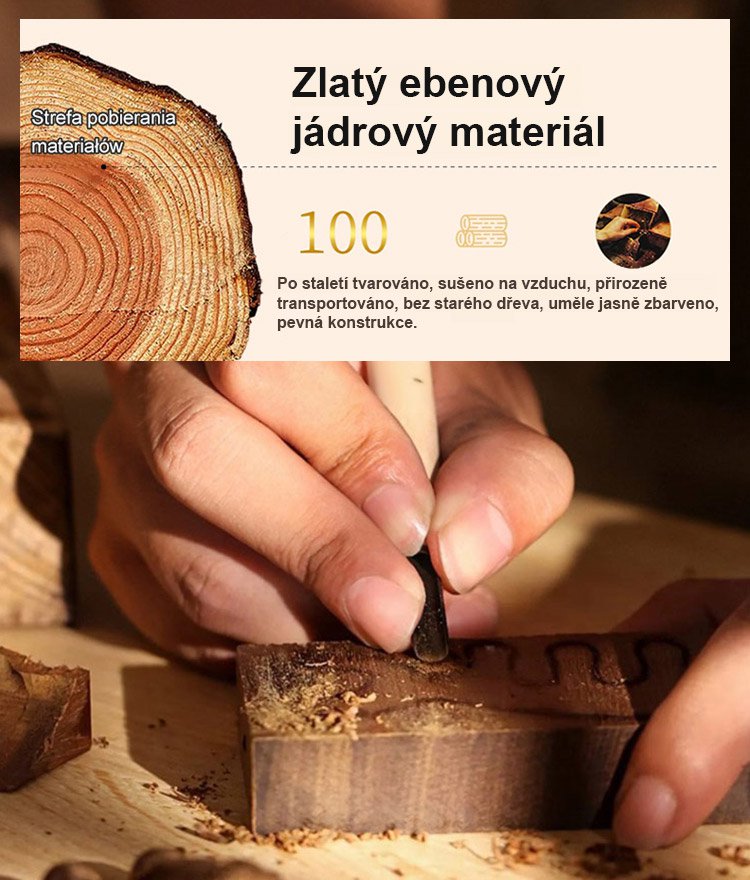 Zlatý hedvábný santalový dřevěný masážní hřeben meridián se šesti drápy