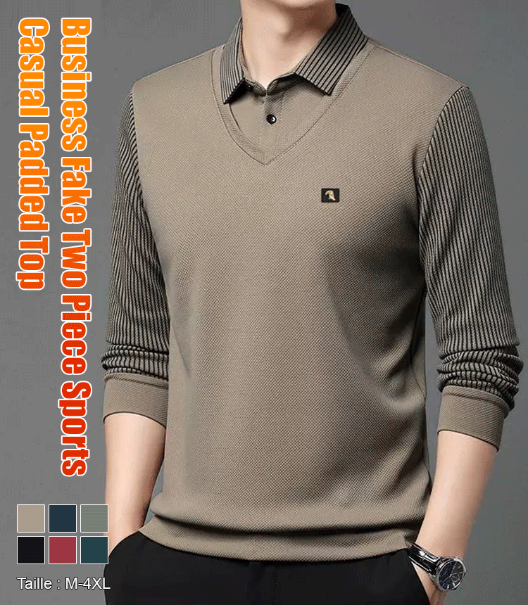 Business Fake Two Piece Sports Casual Padded Top