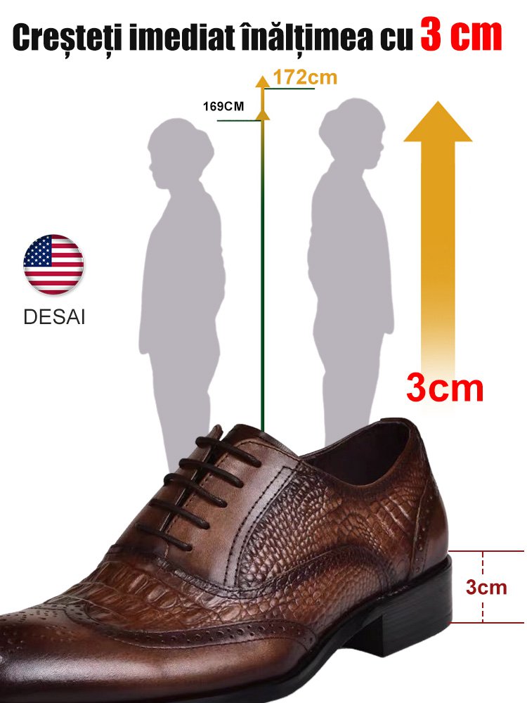 Pantofi de epocă din piele cu model crocodil