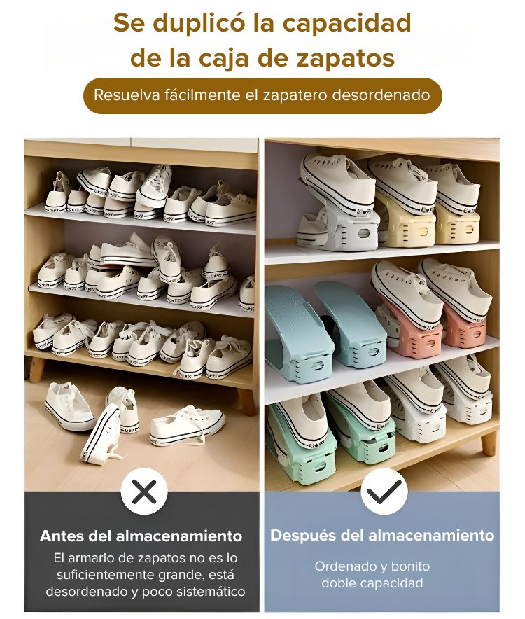 Estante ajustable de doble capa para almacenamiento de zapatos