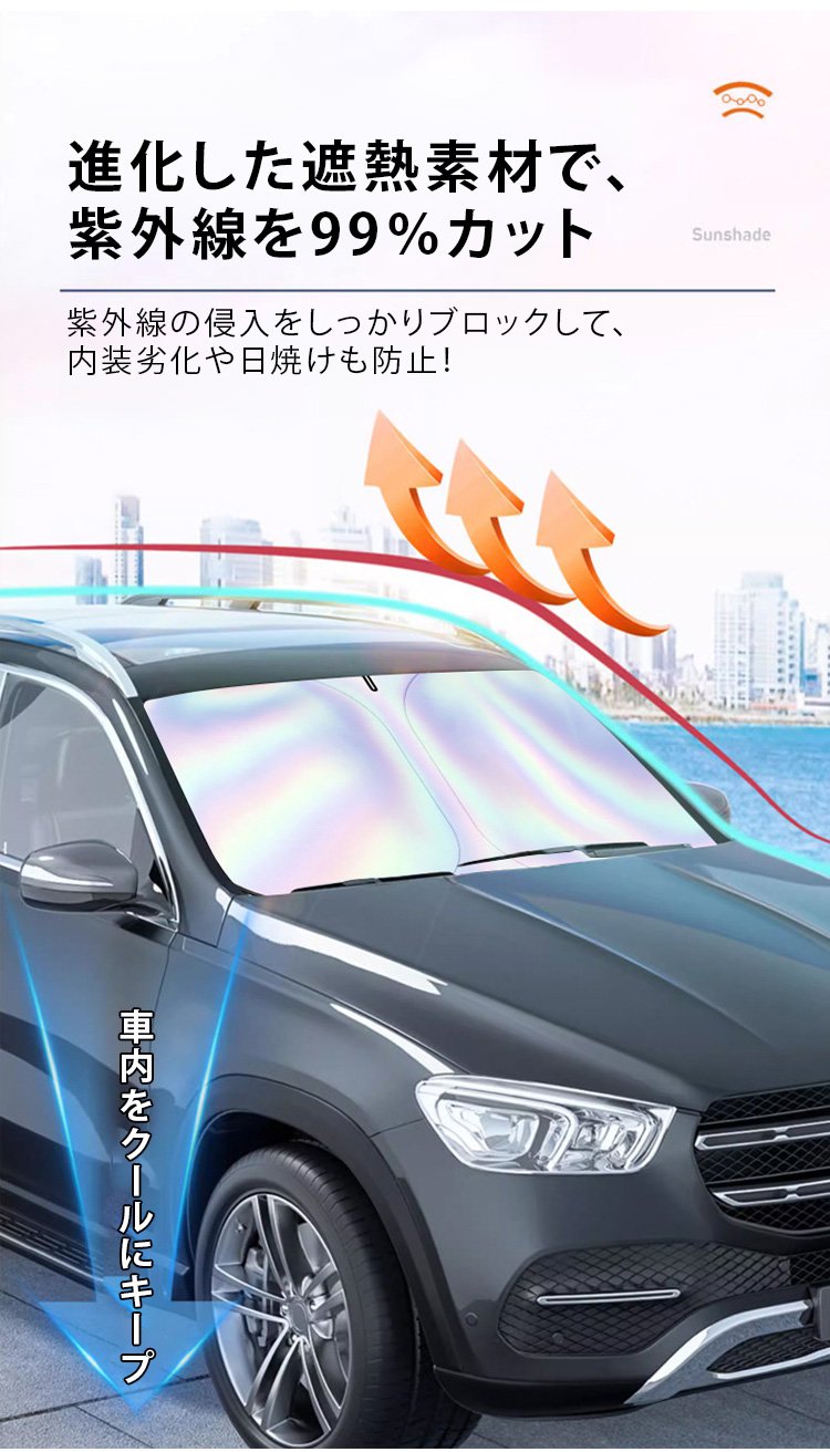 簡単取り付け可能な車用サンシェード