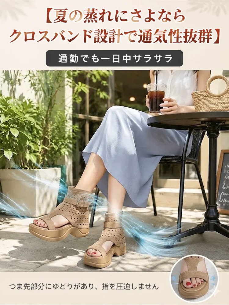 レディース美脚厚底ローマサンダル