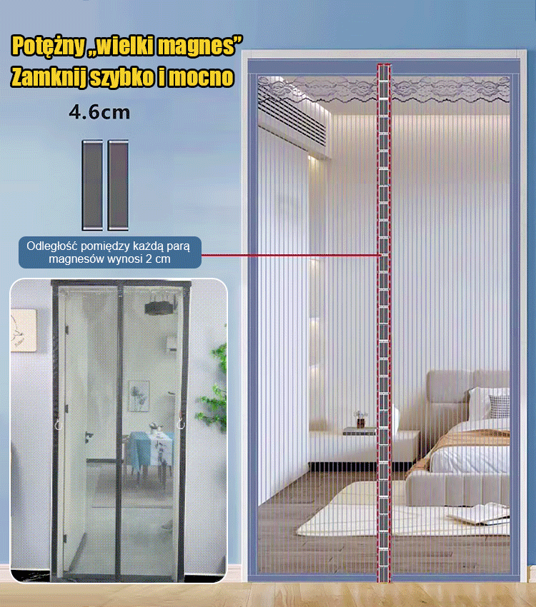 Letnia kurtyna magnetyczna przeciw komarom na rzep