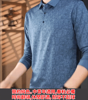 休閒時尚翻領長袖Polo衫