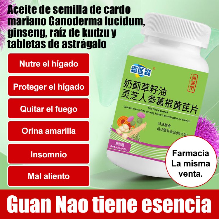 Comprimidos de aceite de semilla de cardo mariano, ganoderma, ginseng, pueraria y astrágalo