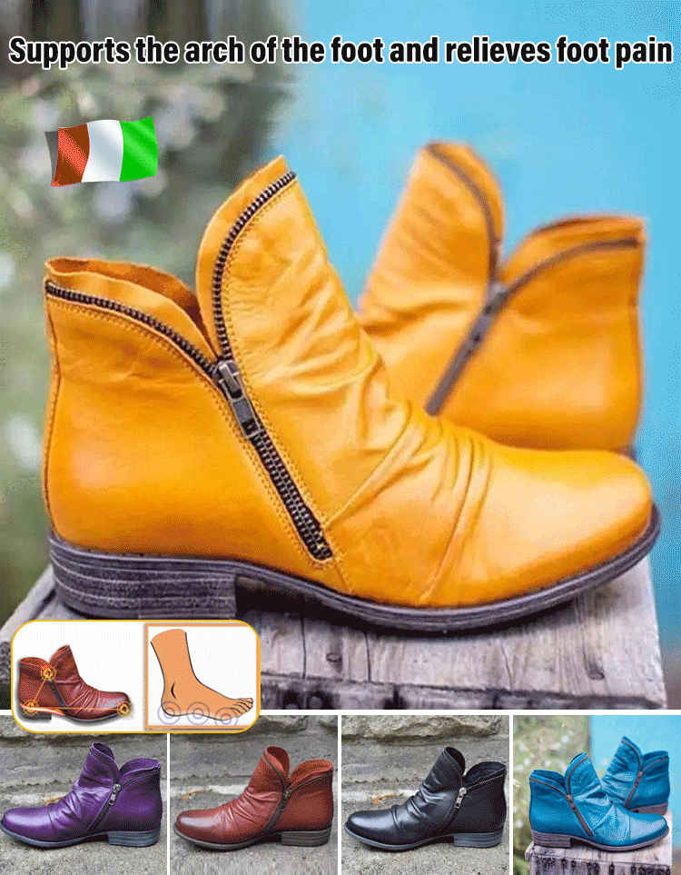 Chunky-heeled ankle boots with double-sided zipper