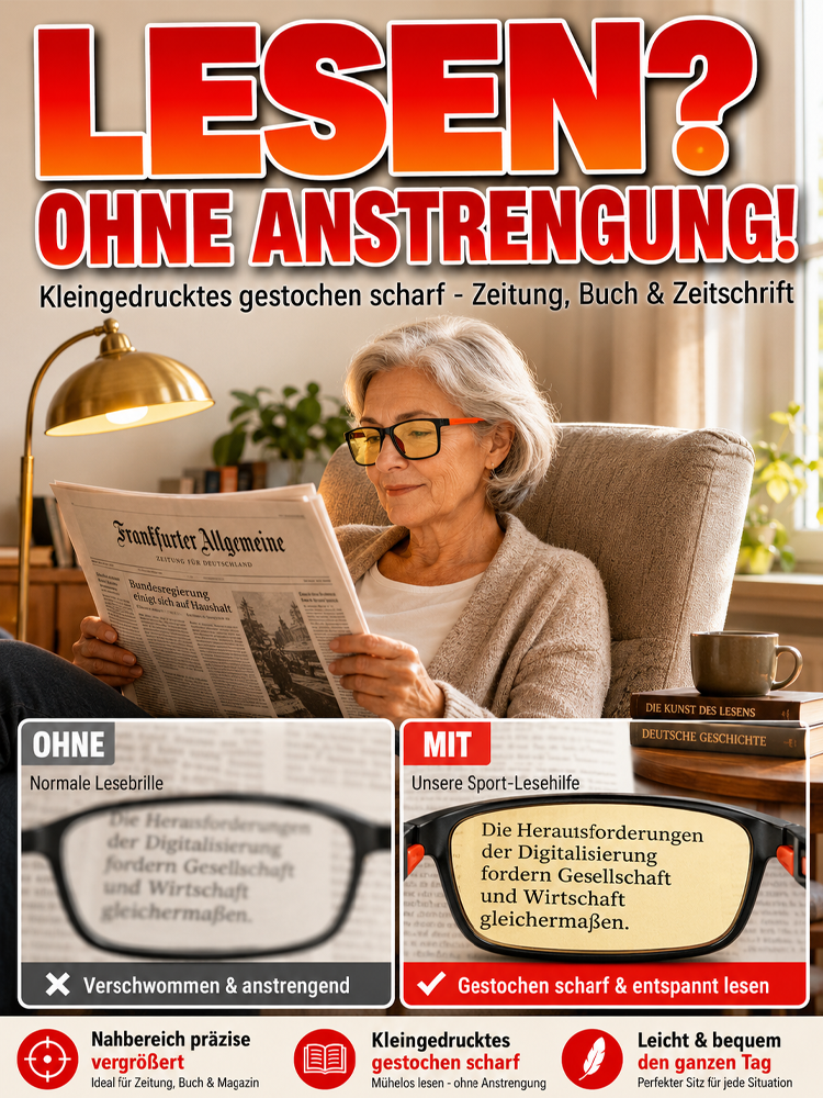 Ultraleichte Sport-Nachtlesebrille für Tag und Nacht