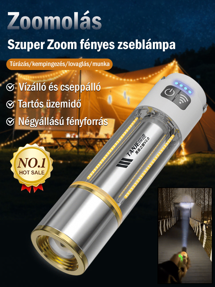 Szuper Zoom fényes zseblámpa