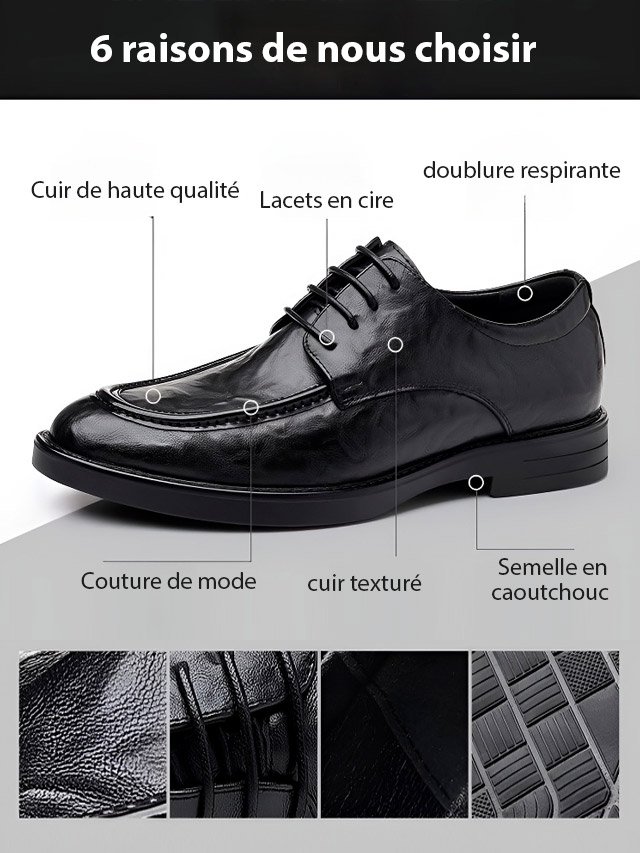 Chaussures d'affaires en cuir, montées à la main