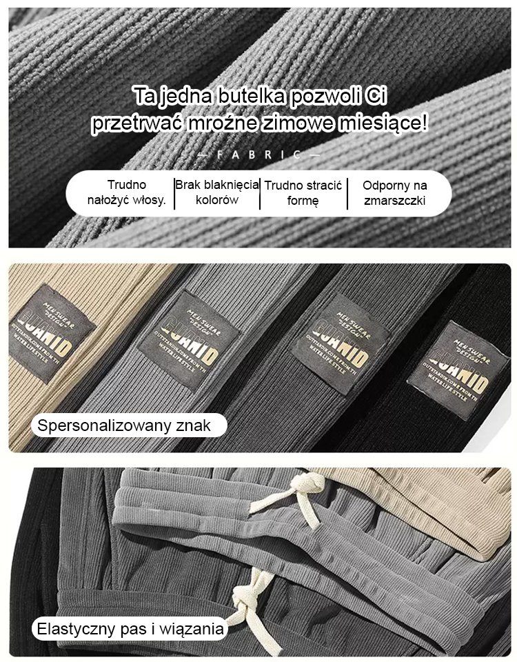 Zimowe spodnie sztruksowe z wkładką dla mężczyzn