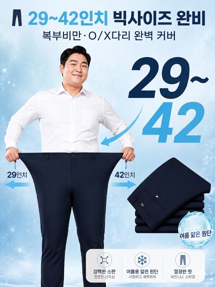 【여름 바지 끝판왕】남성 아이스 실크 캐주얼 슬랙스