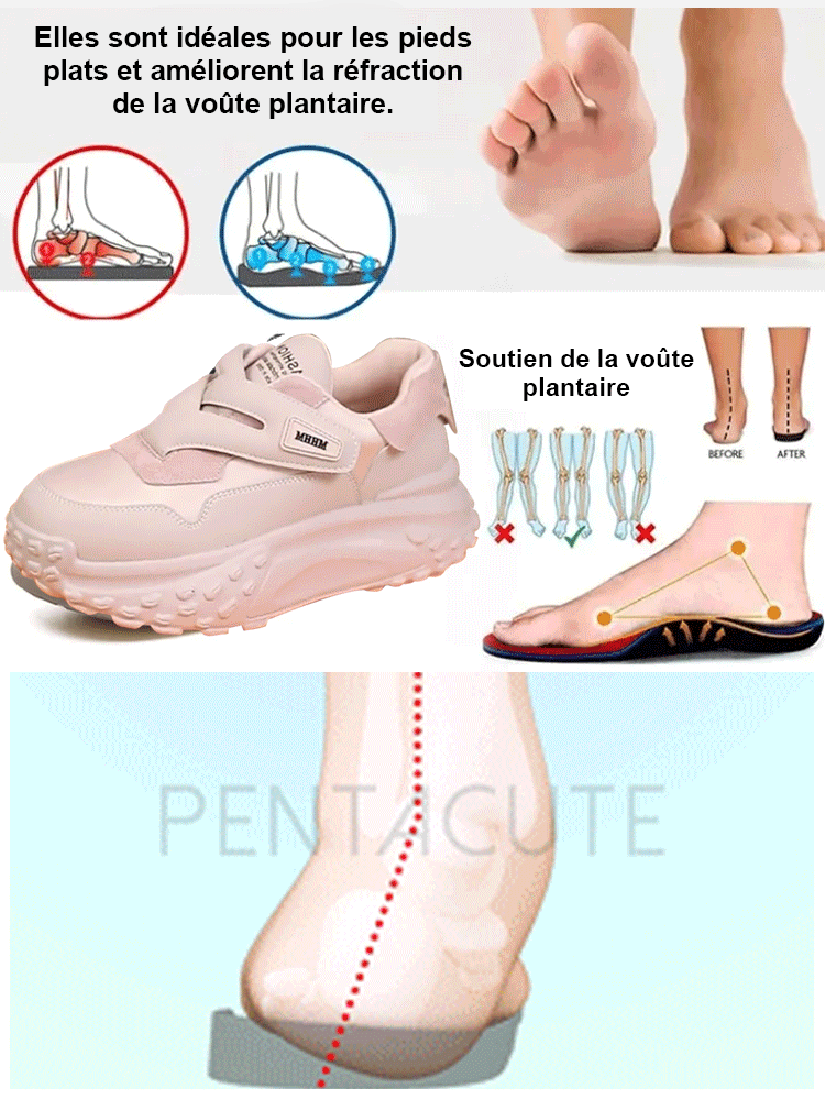 Baskets polyvalentes à semelle épaisse et à relief velcro