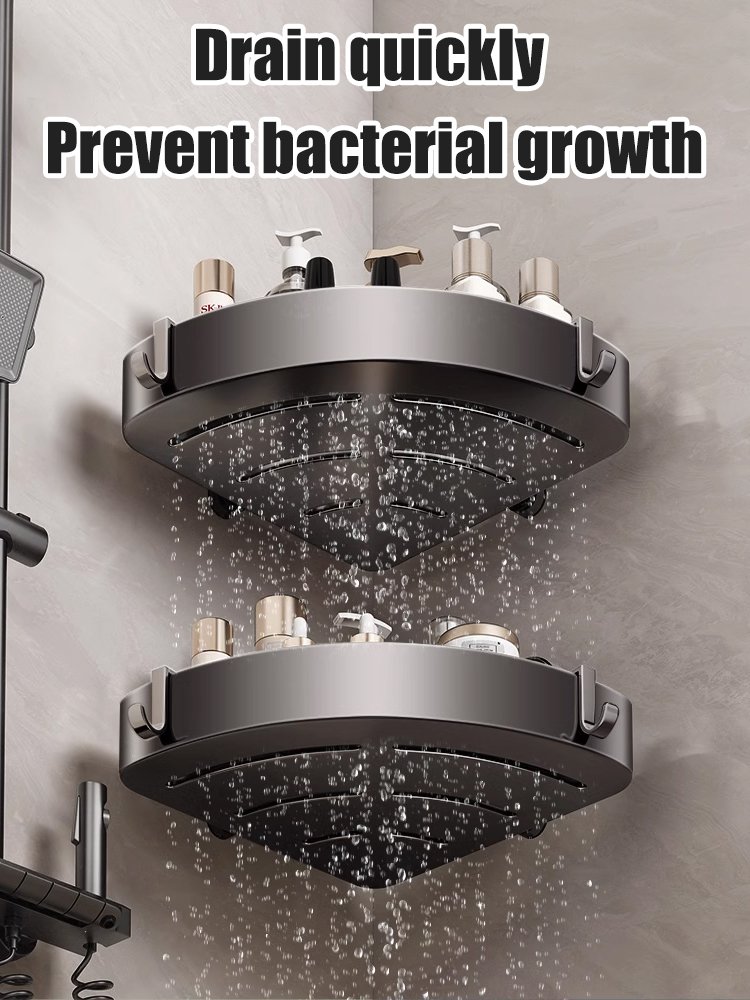 Drill-free bathroom storage rack