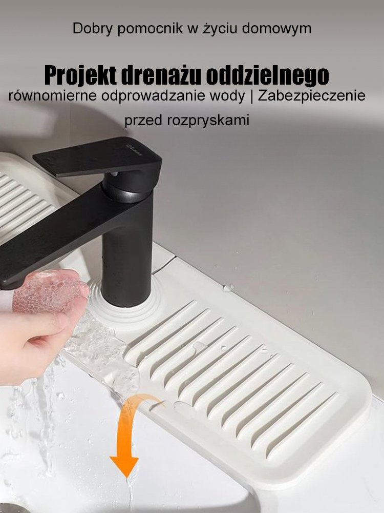 [Przeciw pleśni] Silikonowa podkładka kranu do zapobiegania rozpryskom i odprowadzania wody