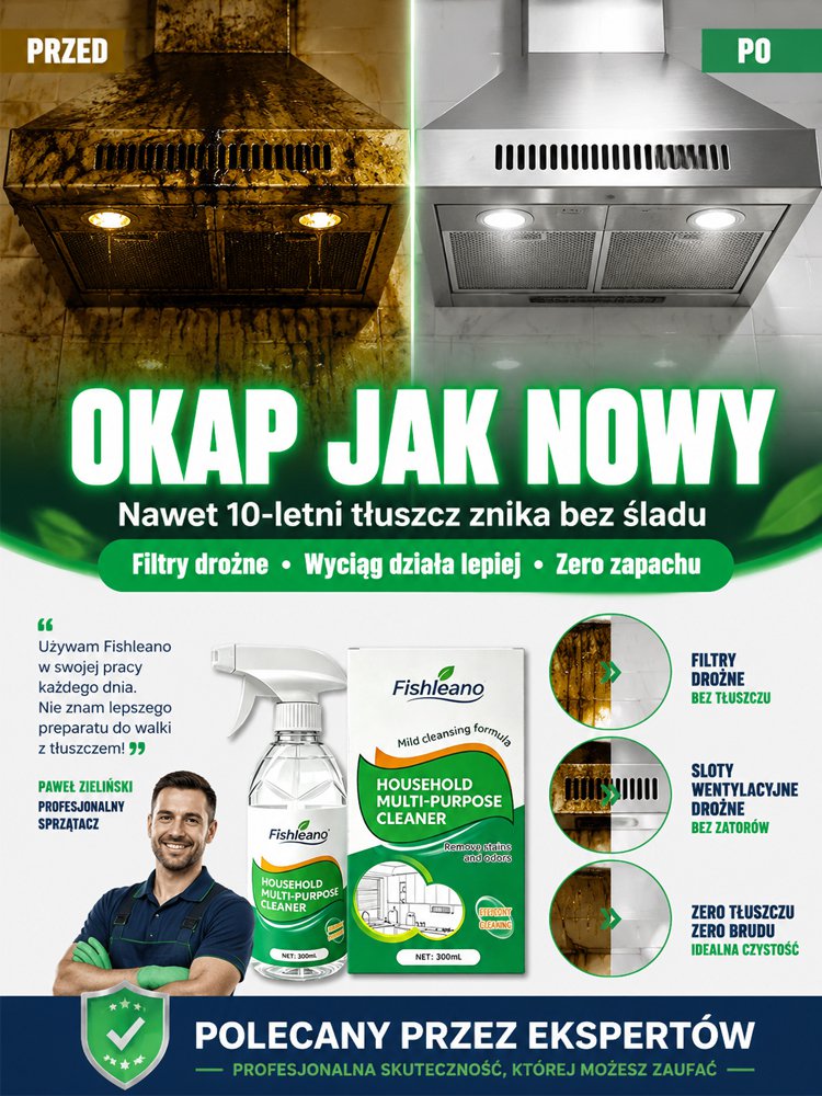 Usuwa tłuszcz w 1 sekundę — Uniwersalny środek czyszczący do domu