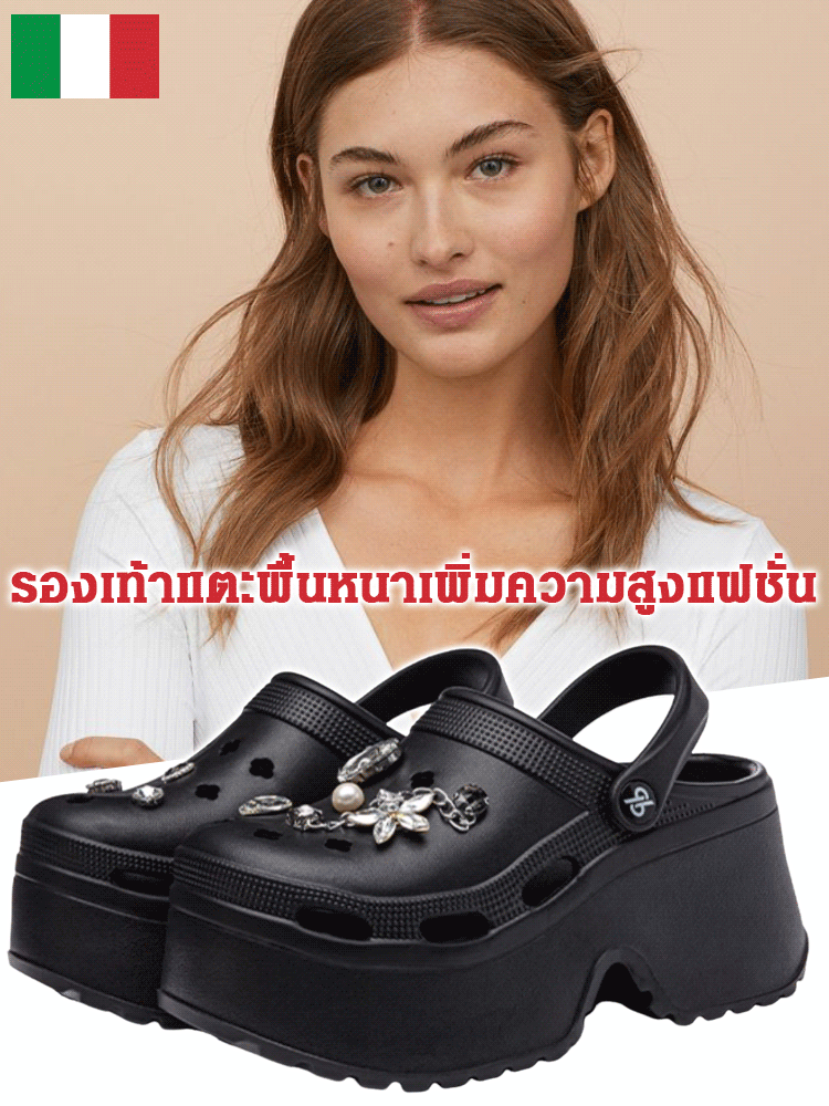 รองเท้าแตะพื้นหนาเพิ่มความสูงแฟชั่น