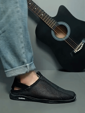 รองเท้าผ้าตาข่ายฉลุรูผู้ชาย ระบายอากาศ รุ่นบาง