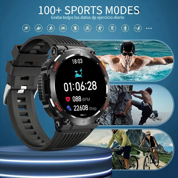【Con luz LED incorporada】 Reloj inteligente todopoderoso para exteriores con llamada Bluetooth