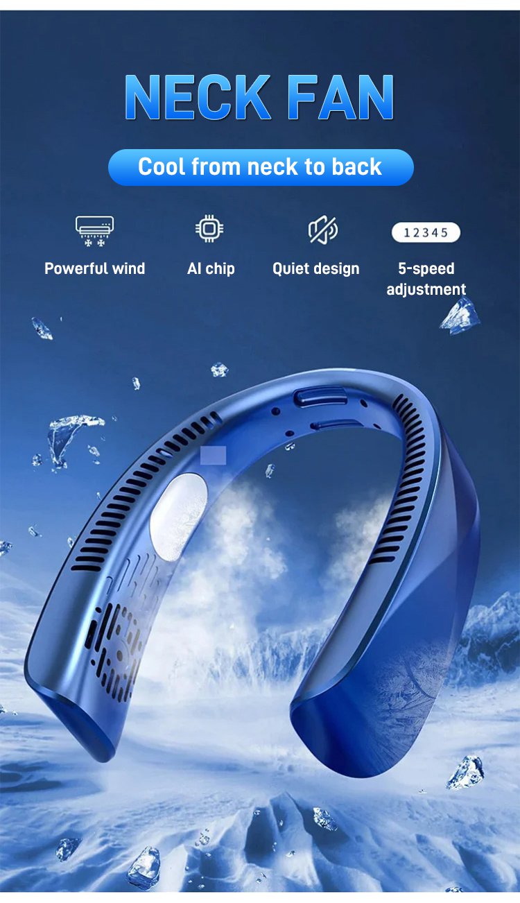 Portable neck fan for lazy people in use outdoors