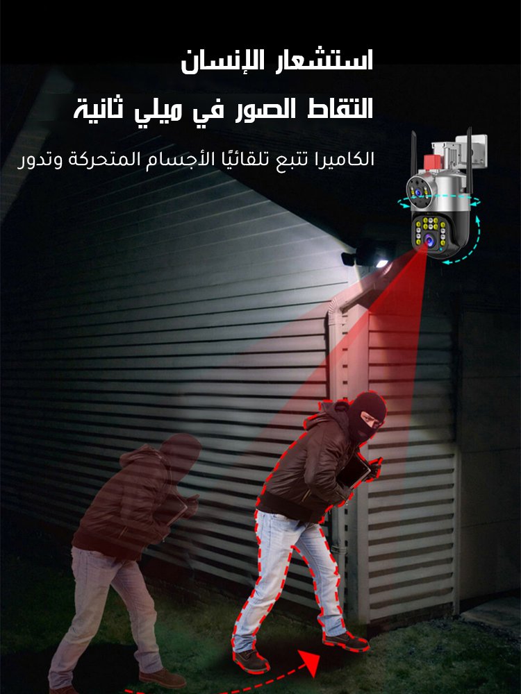 كاميرا مراقبة ذات عدستين وإنذار تلقائي(حراسة المنزل)
