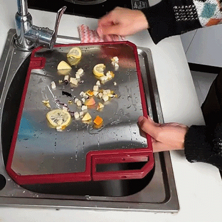 【包丁研ぎ器付き】両面ステンレスの抗菌まな板