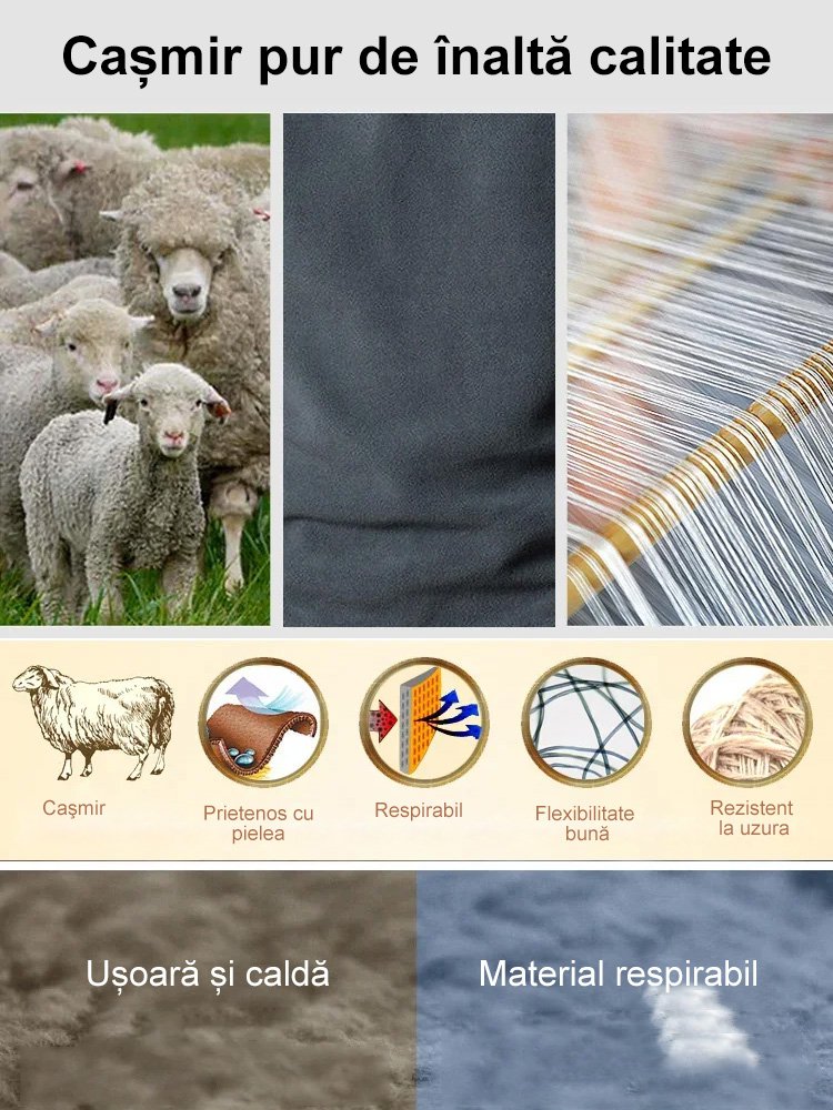 Pulover tricotat cu fermoar pe jumătate de gât înalt din cașmir cu fermoar