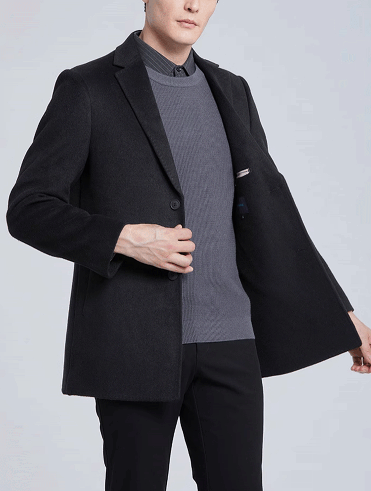Men's suit collar double-faced cashmere short coat