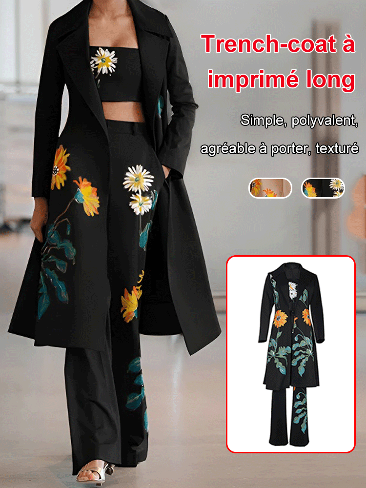 Long trench-coat imprimé