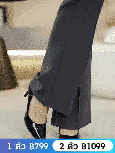 【ขาเดฟ】กางเกงขายาวทรงตรงเอวสูง เนื้อผ้าทิ้งตัวดี ใส่ดูผอม 