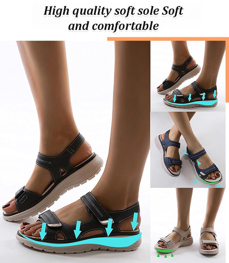 Sporty Wedge Lightweight Velcro Large Size Sandals