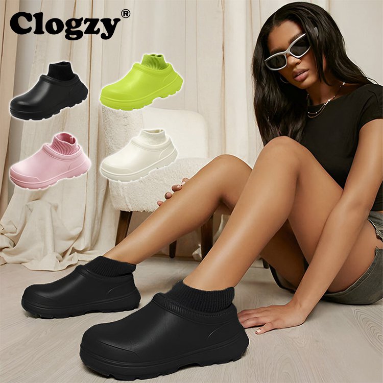 Non-slip and waterproof leather slippers with socks