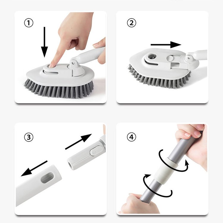 Langer Teleskopstiel mit steifen Borsten für die Bodenreinigung