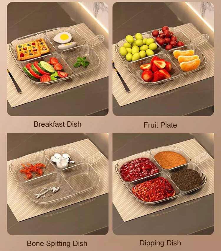 [Fashion Tableware] Multi-functional Divided Dinner Plate with Handle