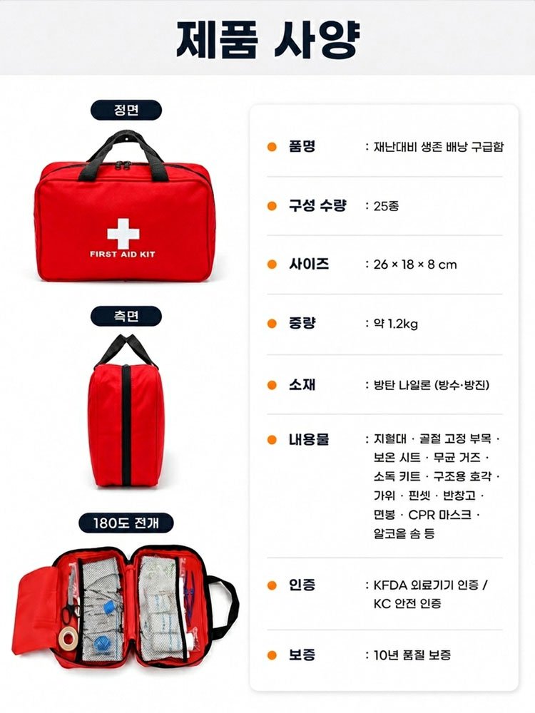 특수부대급 극강의 재난대비 생존 배낭 구급함