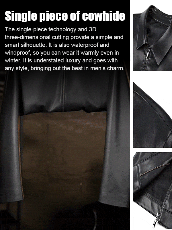 Luxury Men's Lapel Leather Jacket