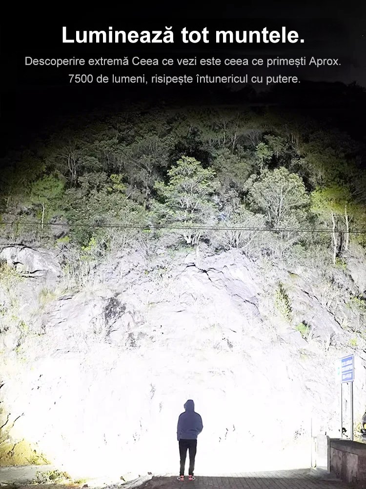 Lanterna cu LED-uri puternice, cu zoom, pentru uz exterior.