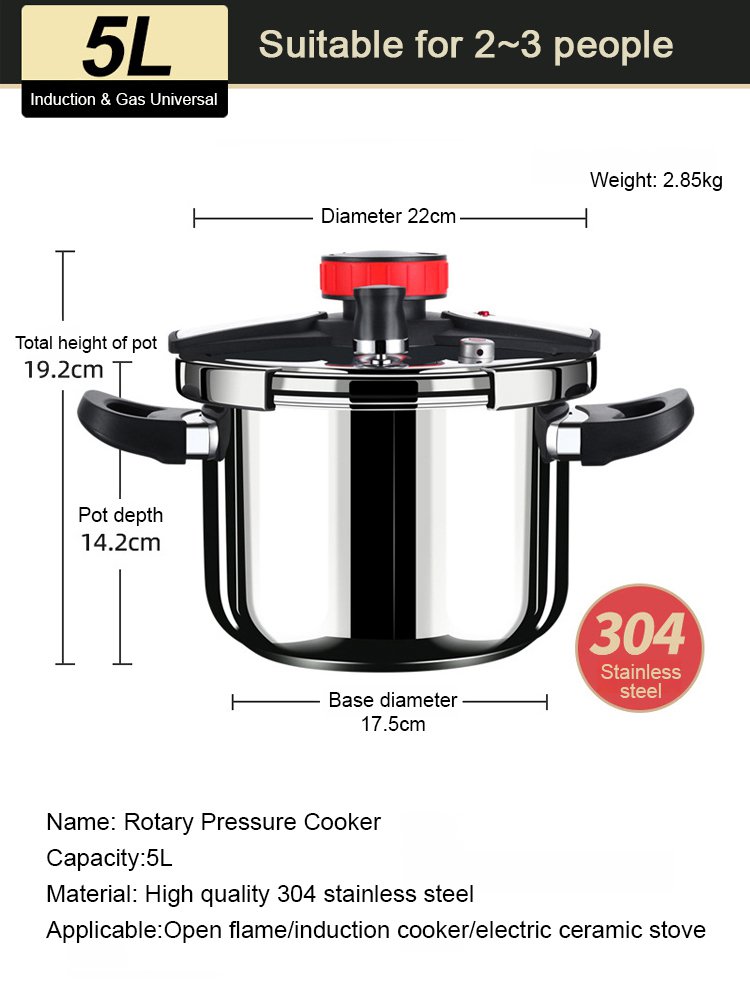 [High Pressure Quick Cooking Five-fold Explosion-Proof] Stainless Steel Pressure Cooker