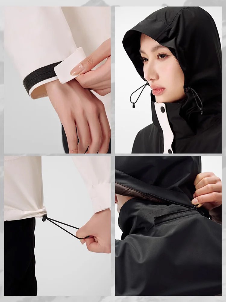 JL-アウトドアカップル用防水ジャケット、取り外し可能なフード付き。