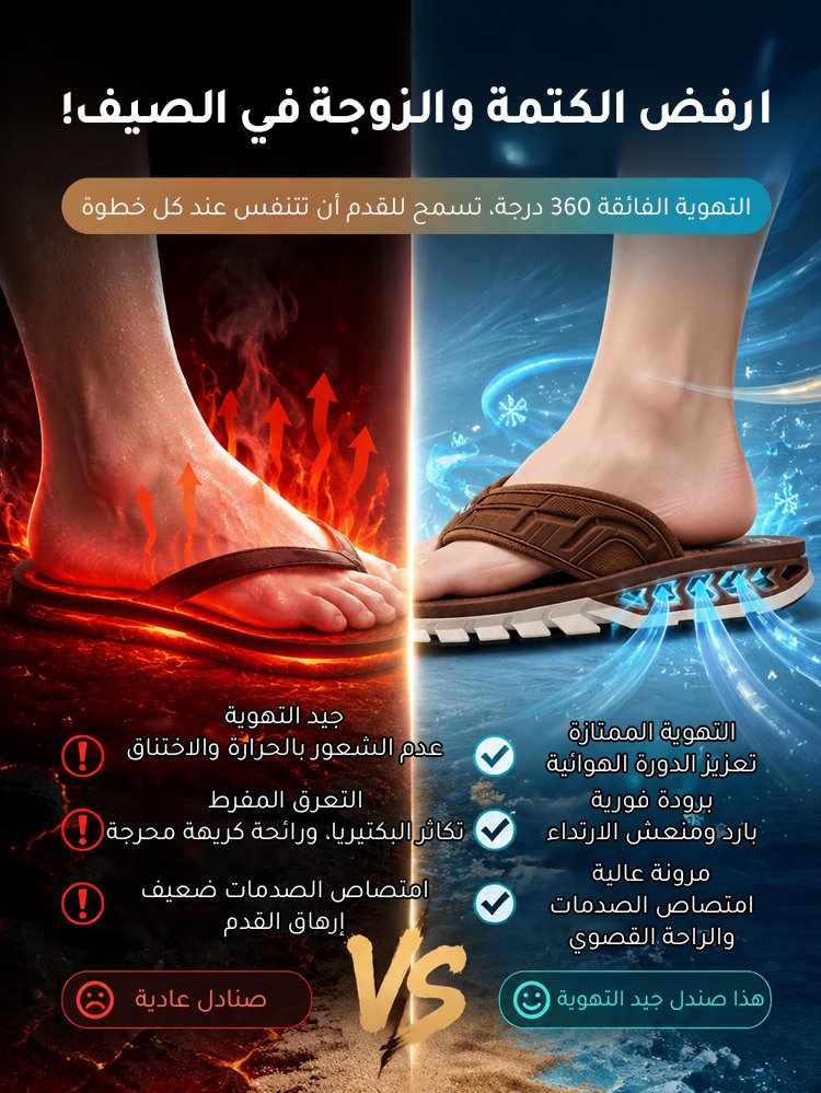 صندل كاجوال جلدي بستايل راقي إيطالي مع وسادة هوائية لامتصاص الصدمات 
