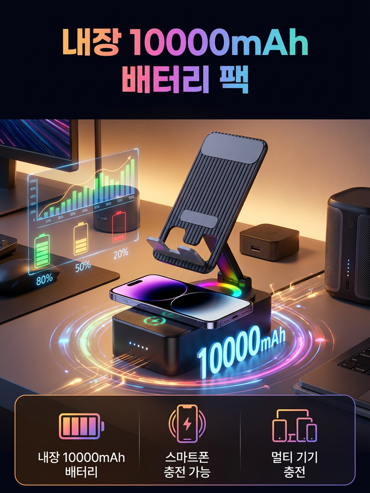 【3-in-1 디자인】멀티 기능 스마트폰 거치대