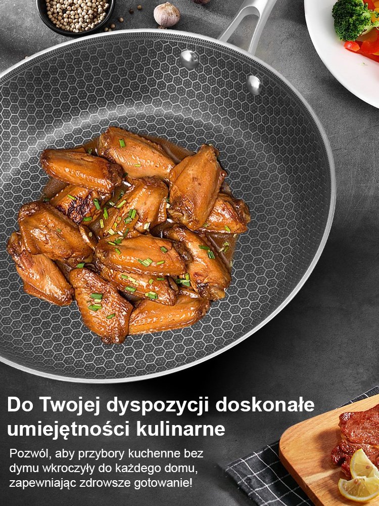 Patelnia ze stali nierdzewnej o strukturze plastra miodu z nieprzywierającym dnem bez powłoki