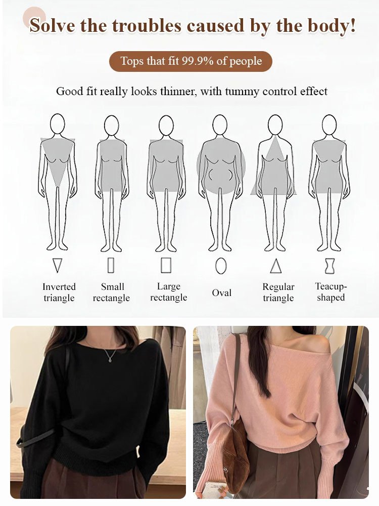 Korean pure desire style one shoulder soft lazy knitted sweater