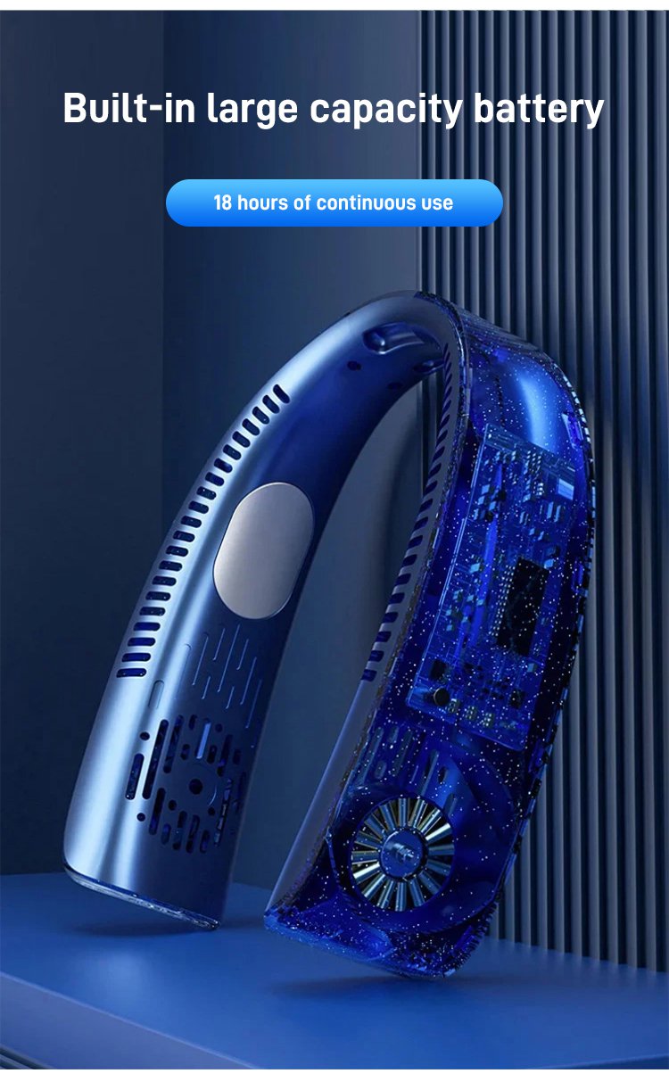 Personal cooling neck fan for travel and home