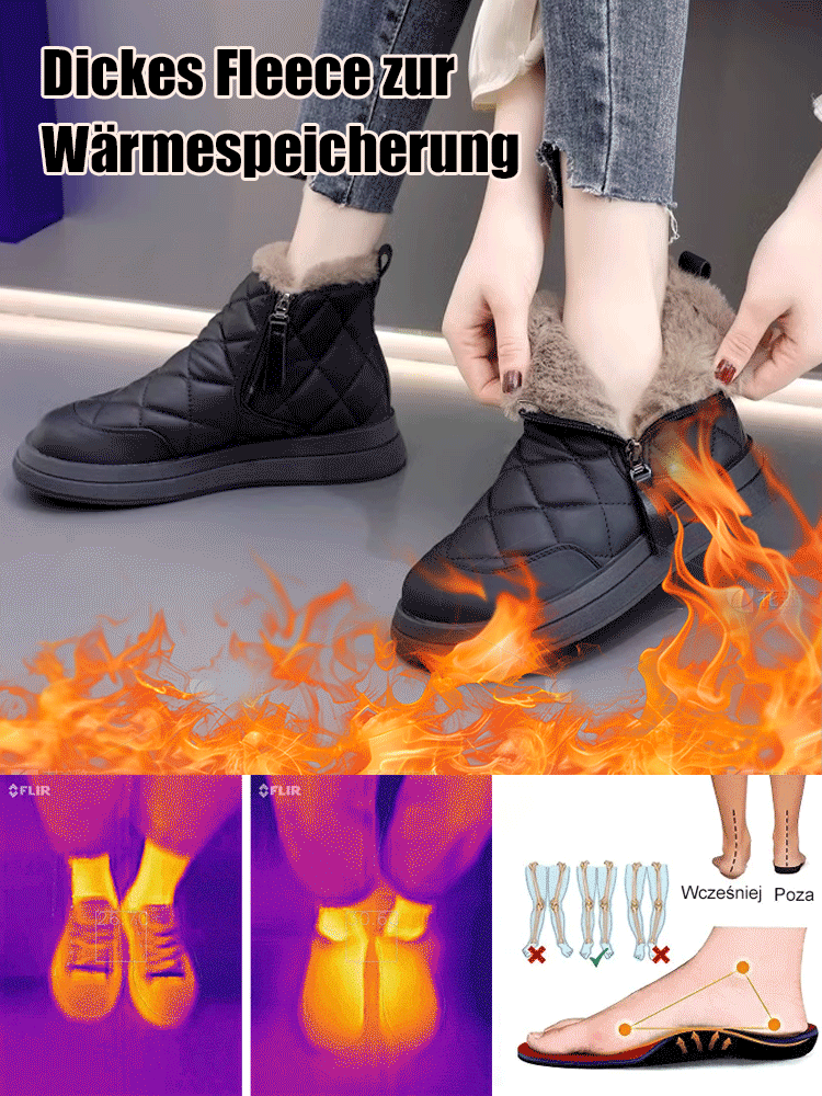 Plüschgefütterte Schneestiefel mit dicker Sohle