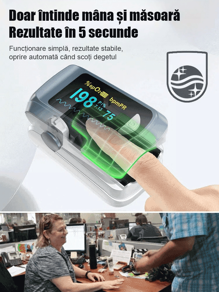 Monitor de uz casnic cu clemă pentru degete