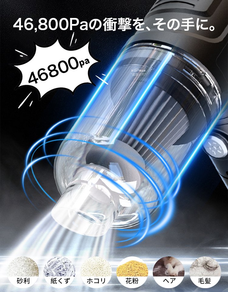 【楽天3ヶ月連続1位】ドイツ製AIモーター搭載✨46800Pa超強力吸引＆1台4役コードレス掃除機✅15年品質保証付